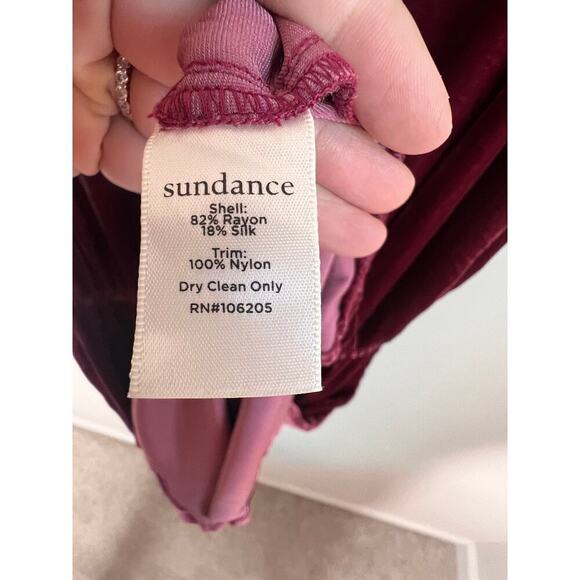 Sundance Norma Elegance Maroon Velvet Lace Silk Blend Midi Dress Women's Size XS - Picture 7 of 10